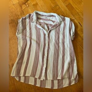 Altar’d State Pink and White Striped Blouse Size M